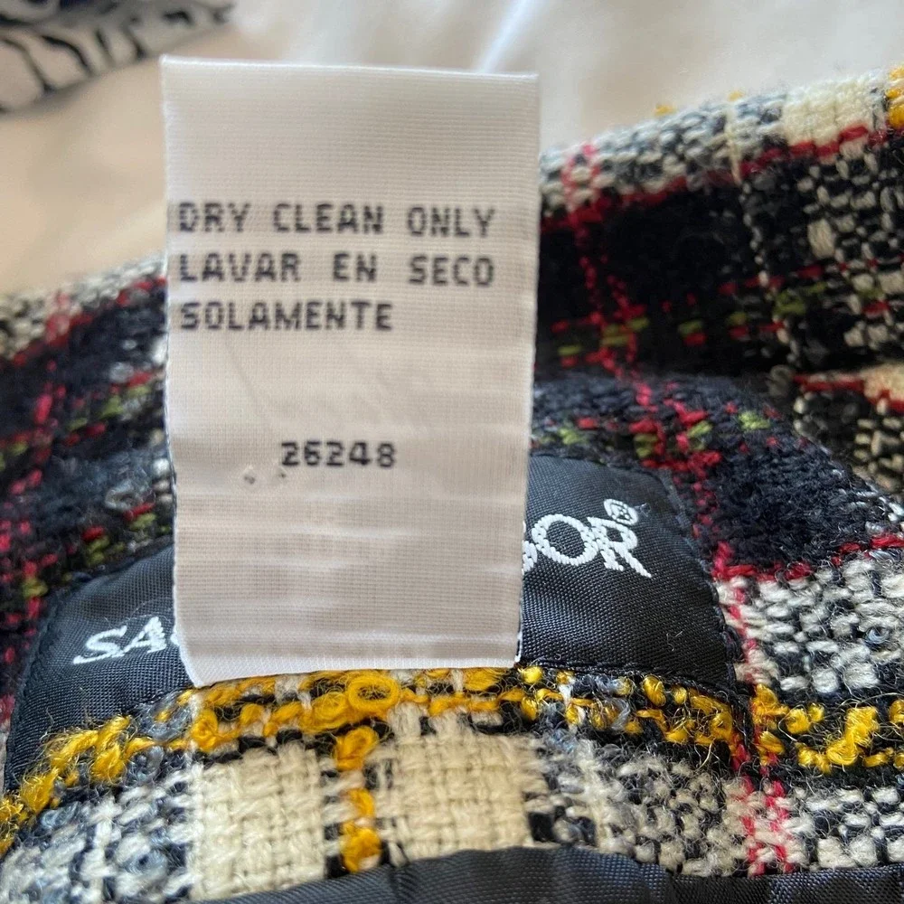 Yellow Red Y2K Plaid Shacket Jacket Blazer Size 16 XL Dark Academia Window Pane - Picture 9 of 10
